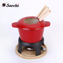 cast iron enamel cheese hot pot